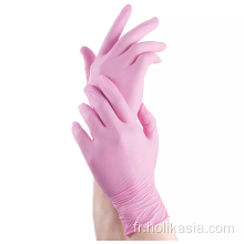 Gants d&#39;examen jetable en nitrile rose